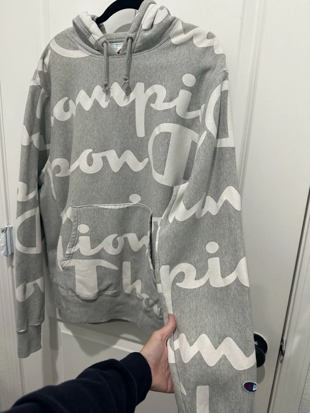 Champion Reverse Weave All Over Print Hoodie SZ L